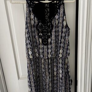 WHBM Sleeveless crochet printed dress size S